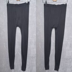 MUJI Mens Black Silk Base Layer Bottoms Size M Winter Hiking Ski Long Johns